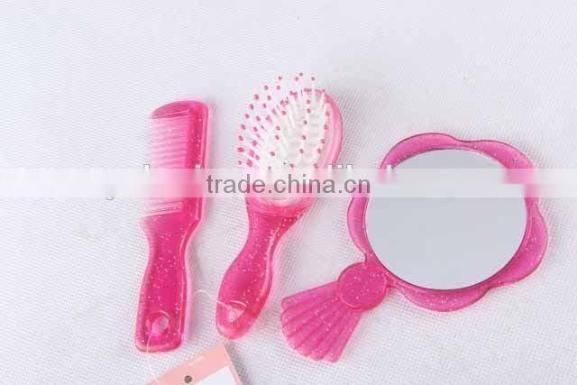 3PC plastic mirror and comb set
