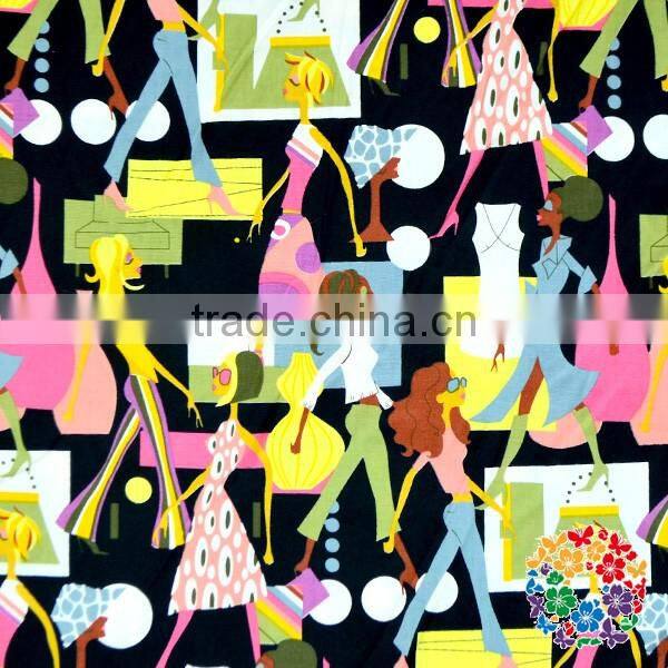 Wholesale 100% Cotton Fabric Printed Flower Cotton Fabric Cotton Knitted Ripple Fabric