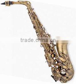 Gold lacquer Bb key bass saxophone
