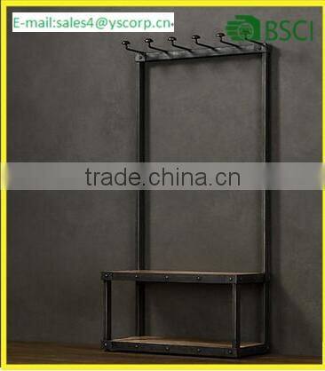 Clothes Hanging Cloth Garment Rack Stand Vintage Stand Closet Shelf Storage Garment Bedroom Clothing Rack with Shoe Storage