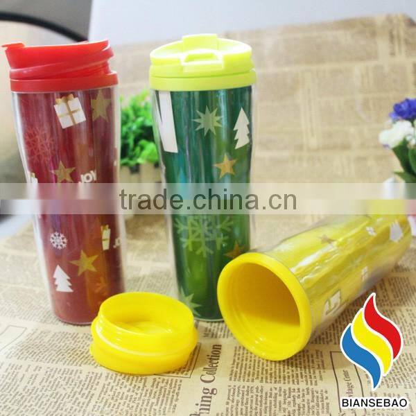 160z double-wall plastic travel mug with DIY paper insert