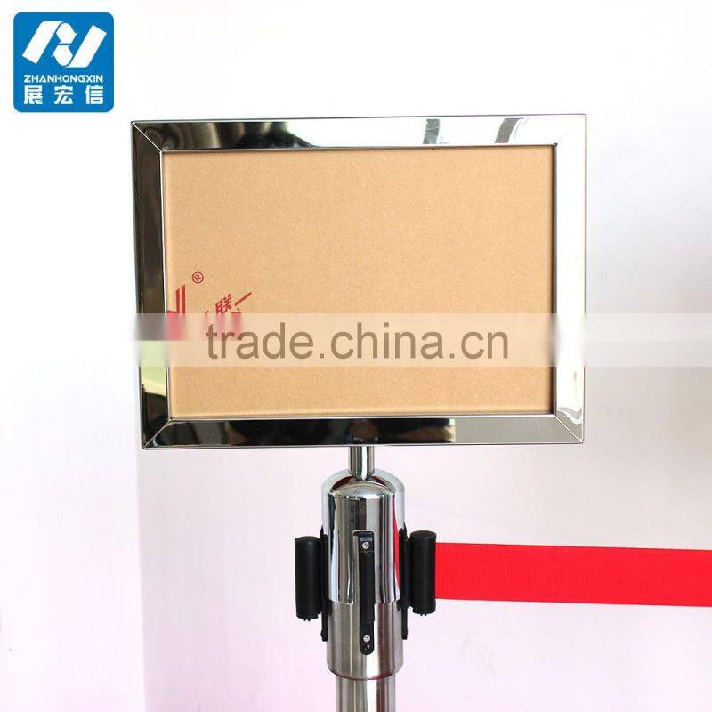 stainless steel sign holder for queue belt stand