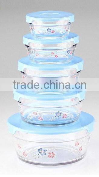 durable transparent glass food storage bowl