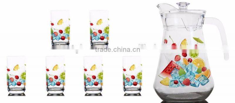 1300ml 1000ml halloween christmas fruit color printing jug set and water glass jug set and glass Carafe and decanter