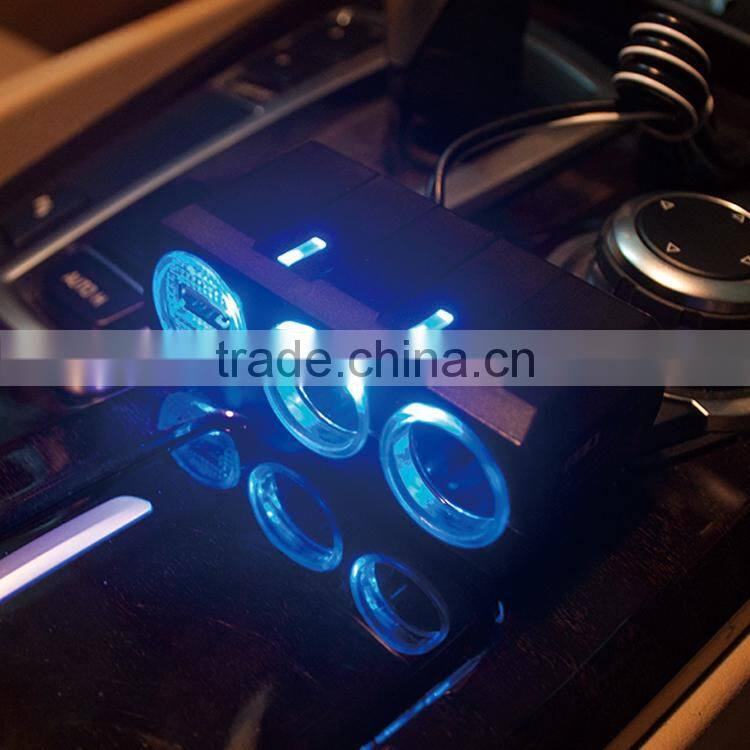 Electronic cigarette car Charger 2 sockets with USB port cigarette lighter Car cigarette socket