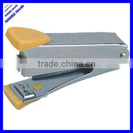 Office manual sheet metal stapler with plastic cap and base