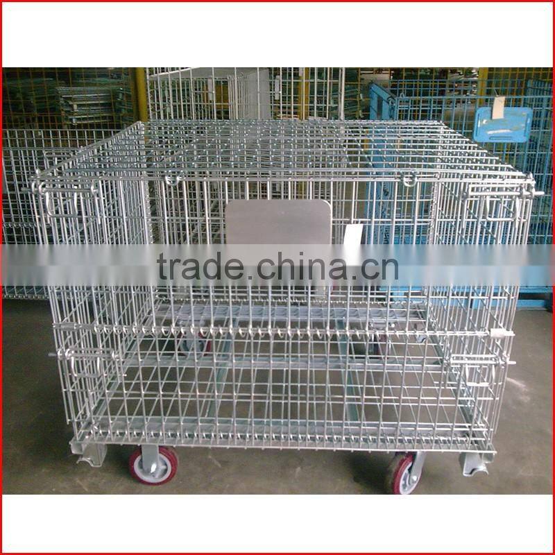 Warehouse folding steel storage cage/roller container