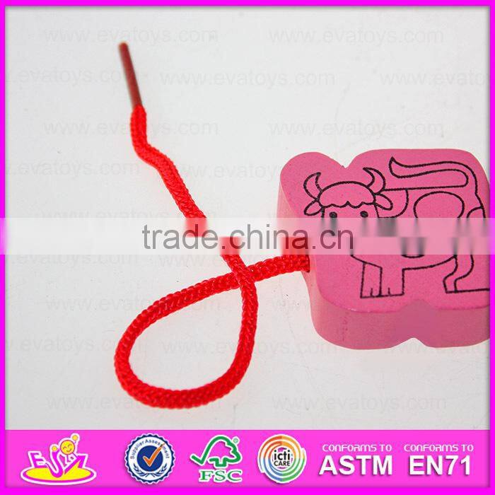 2015 Wholesale Novelty kids wooden threading toy,Creative children wooden toy threading,Wooden Threading Educational Toy W11E040