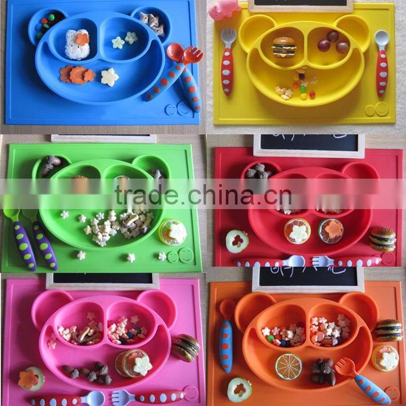 2017 hot selling Amazon and ebay Suction Table Food Tray Placemat plate Silicone Baby Kids tray