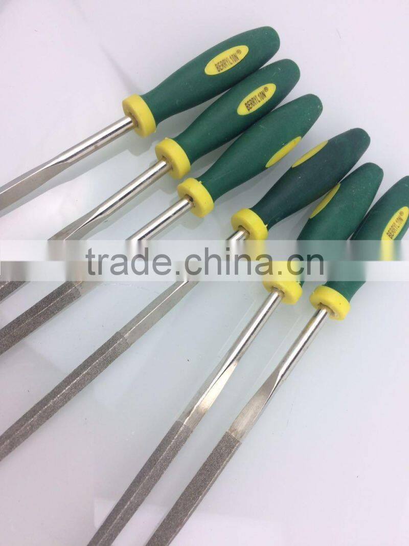 BERRYLION 5*180mm 7pcs professtional triangle steel files set with blister packing