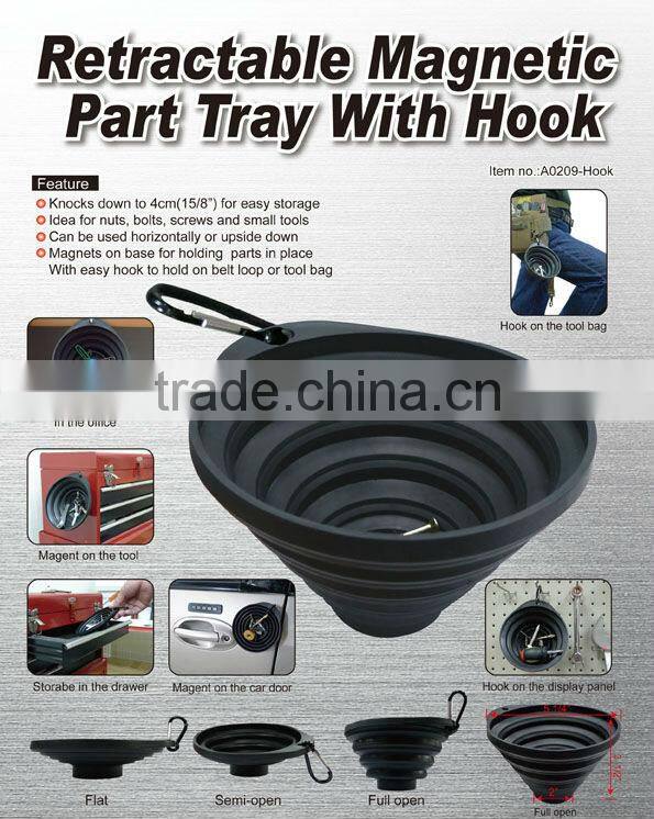 Retractable Magnetic Part Tray With Hook