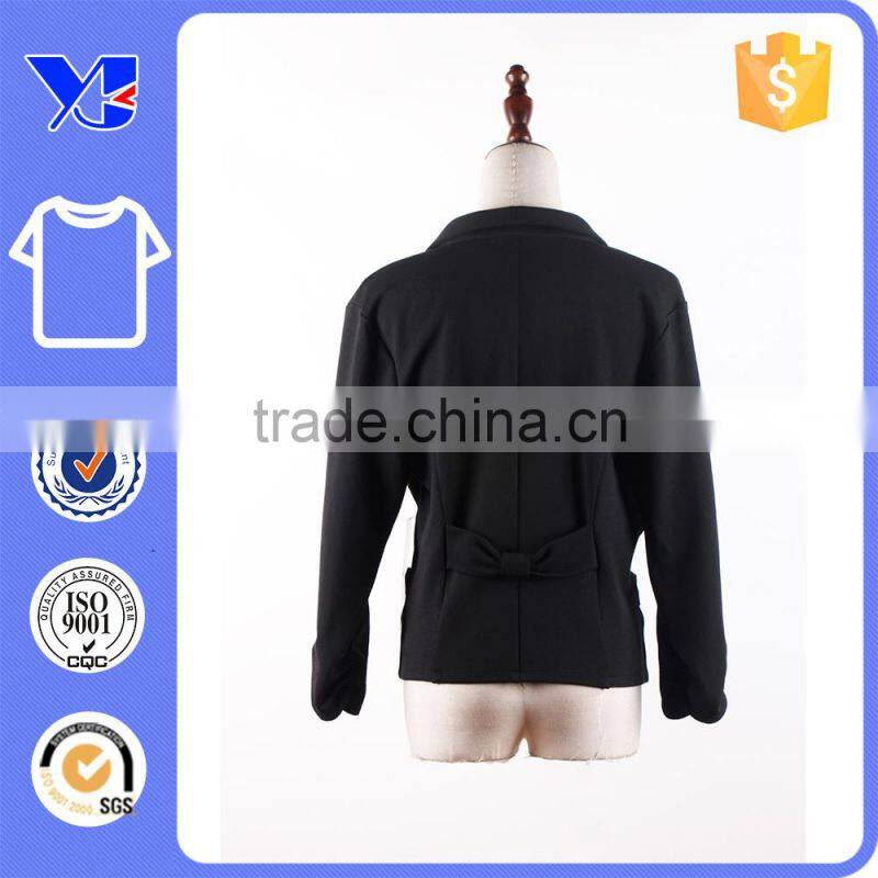 Wide fly deep neckline short top length clousure women outer coat