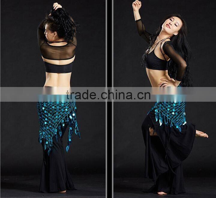 Tribal triangle crochet sequin hip shawl triangle belly dance hip scarf