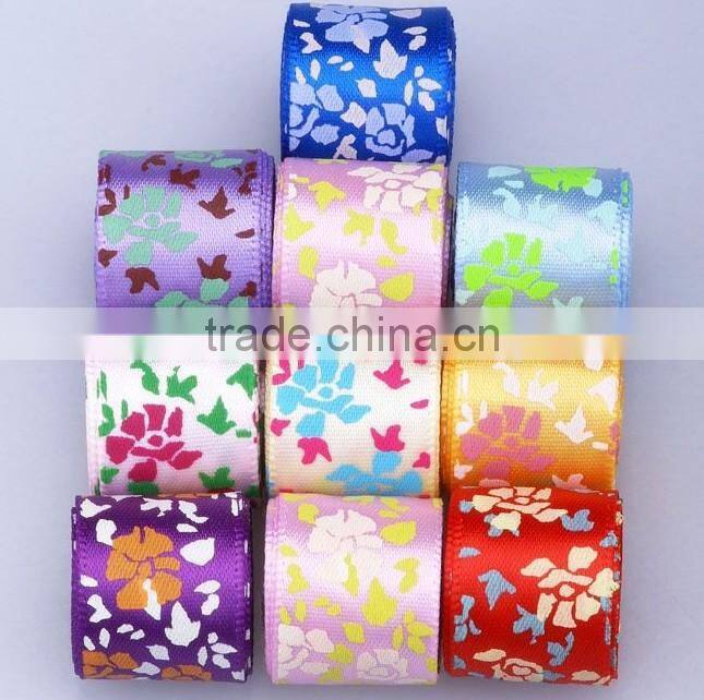 3mm-100mm wide colorful satin printed gift ribbon