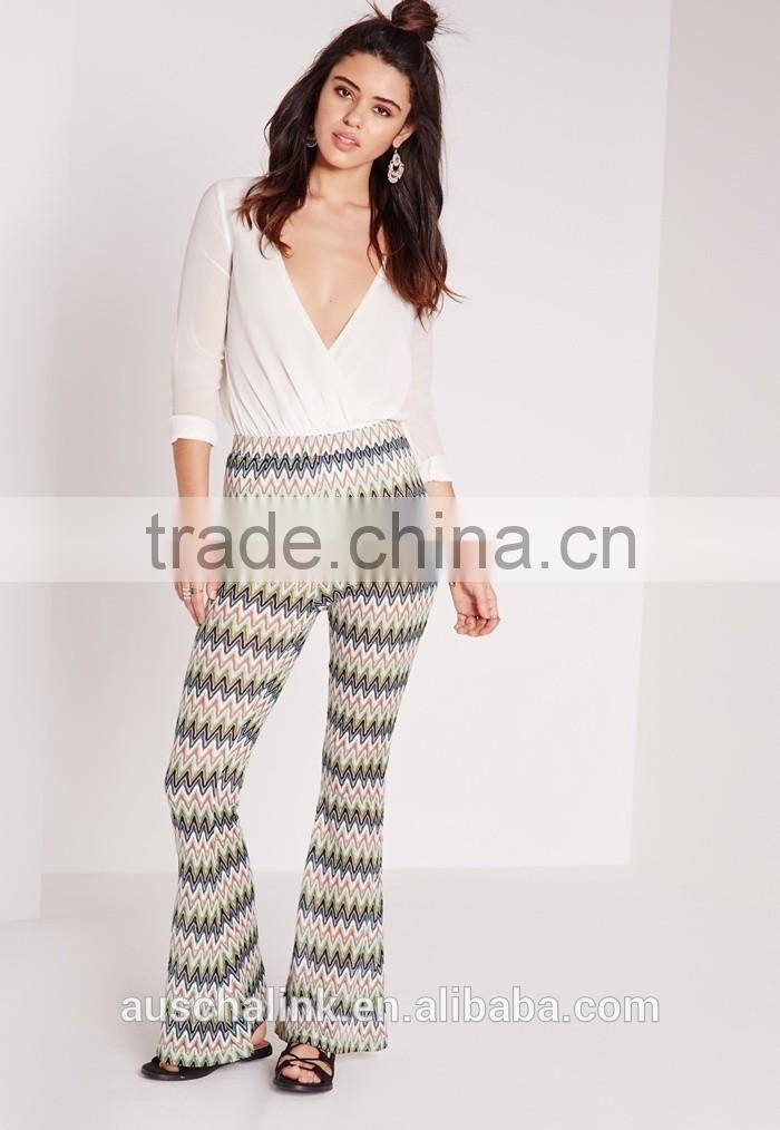 bangkok style lady wave effect skinny flare pants OEM service