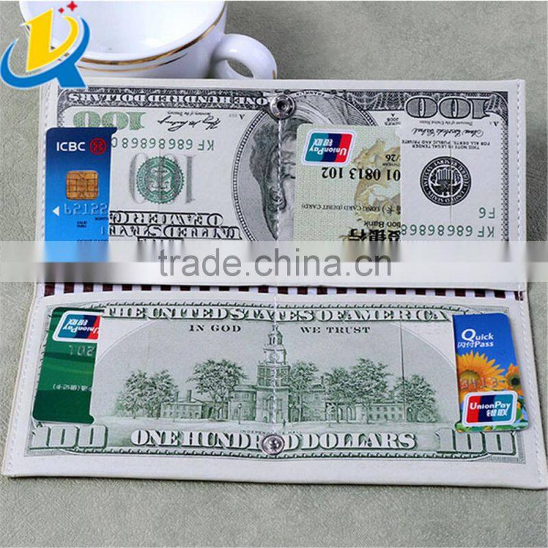 Banknotes shaped rectangle portable wholesale PU novelty wallets