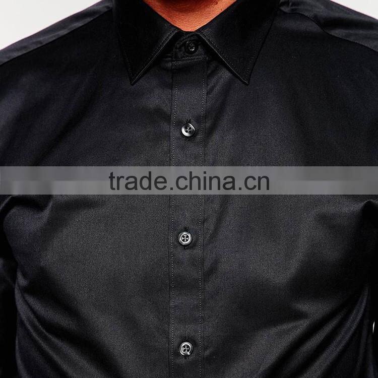Classic formal slim fit black shirt for men