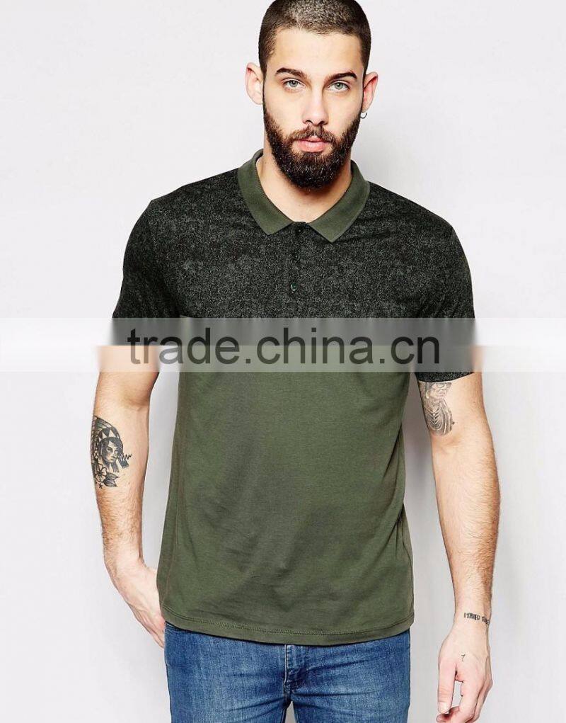 Custom 100% Cotton Casual Style Dri Fit Mens Short Sleeve Polo Shirt With Marble Print In Khaki With Rib Collar