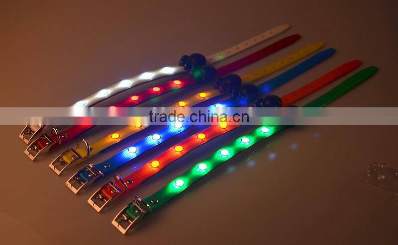 2015 new design LED flashing dog collar 6 PCS diamond amazing beautiful pet collar