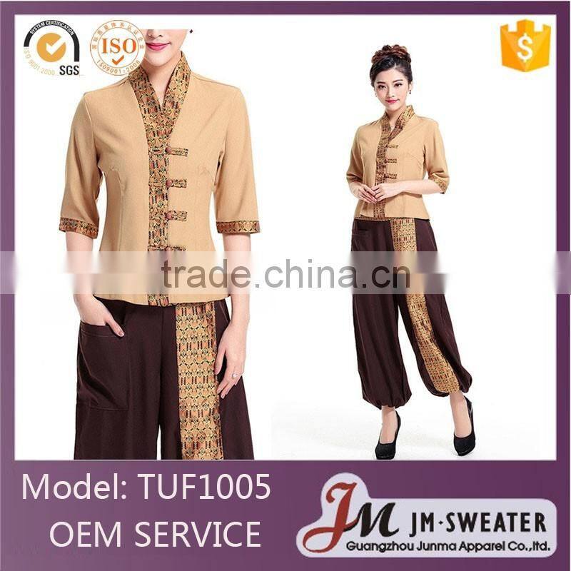 Latest worker design spa/beauty working uniform unique design uniform wholesale