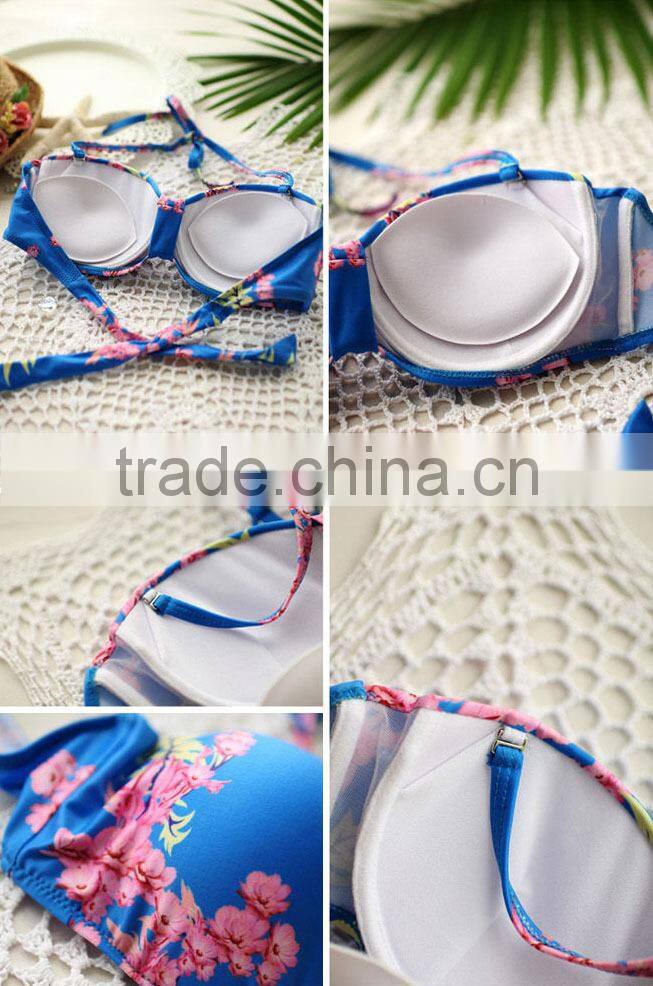 Wholesale Women ladies High Waisted Vintage Push Up Bandeau Bikini Sexy Swimsuit Swimwear M-XL SV006526