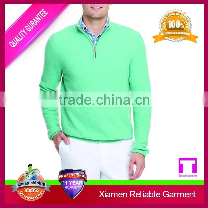 2016 new fashion design men's quarter zip sweater/handmade knit wool sweater for man