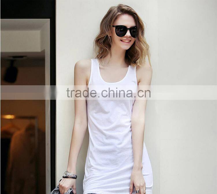2016 good quality china promotional 100% cotton custom blank tank top for women