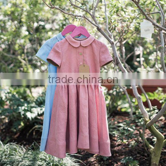 Classic Peter Pen Collar Mustard Linen Girl Child Dress Doild Kid Dress