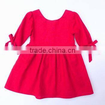 Girls Red Christmas Dress Kids Long Sleeve Cotton Dress