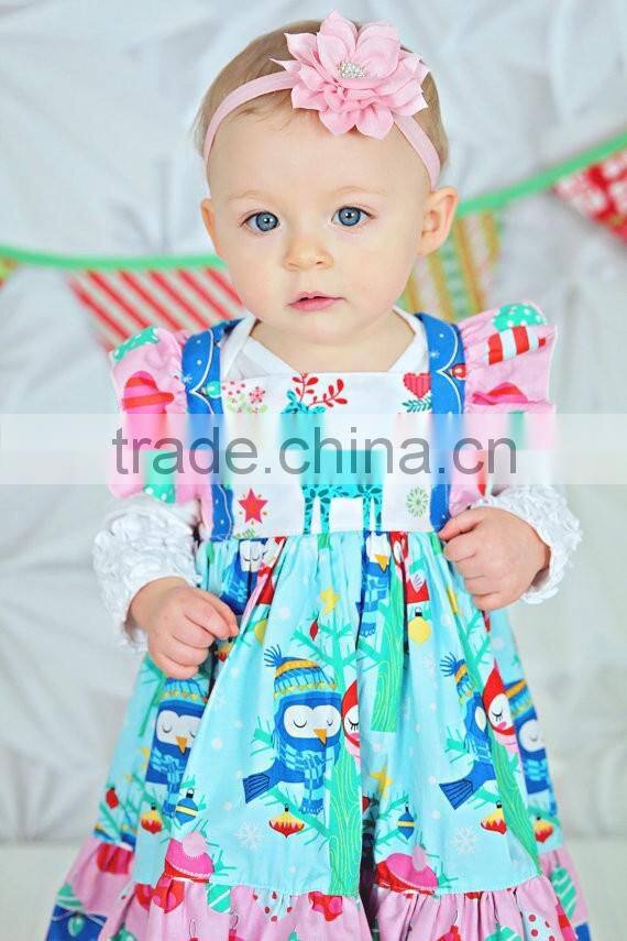 Baby Girl Christmas Dress Kids Reindeer Printed Flutter Sleeve Dress