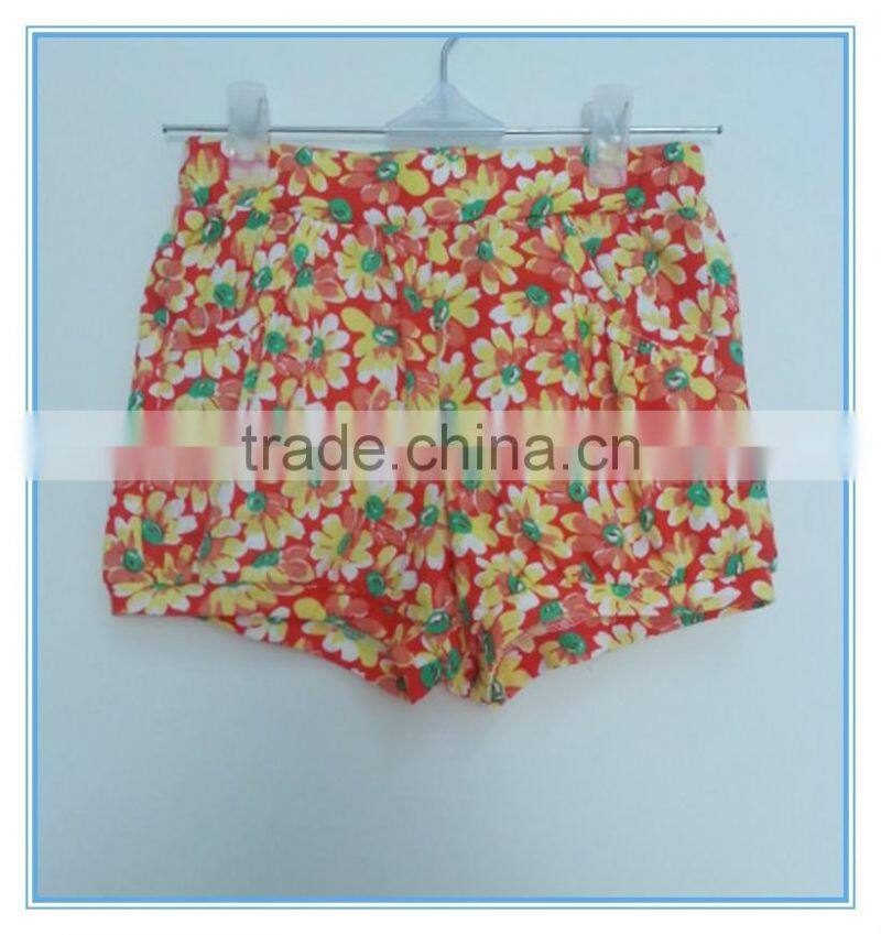 OEM factory price super comfortable 100%cotton fabric children girl's pants Stretch colorful pants flower printed pants trousers