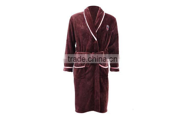 Factory Wholesale Royal Plush Flannel Fleece Bathrobe Sleepwear