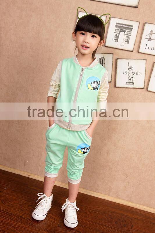 Children zipper clothing wholesale lovely girl suits, cotton