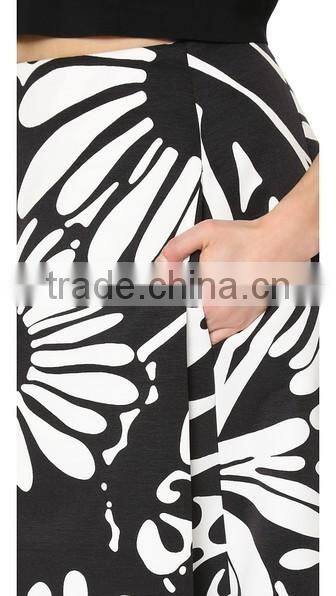 2016 designed for fashion women high waist printed grosgrain skirt slit skirt ladies'maxi skirt OEM
