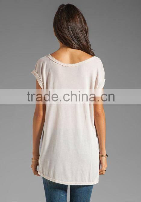 Cap Sleeve Double V Neck Tee