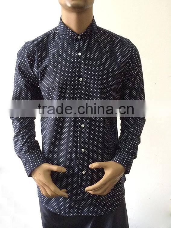 Latest mens dress shirt design dark blue dots