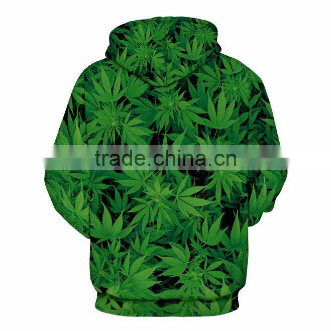 Hot sale leaves Digital printing leisure hoodies for couple
