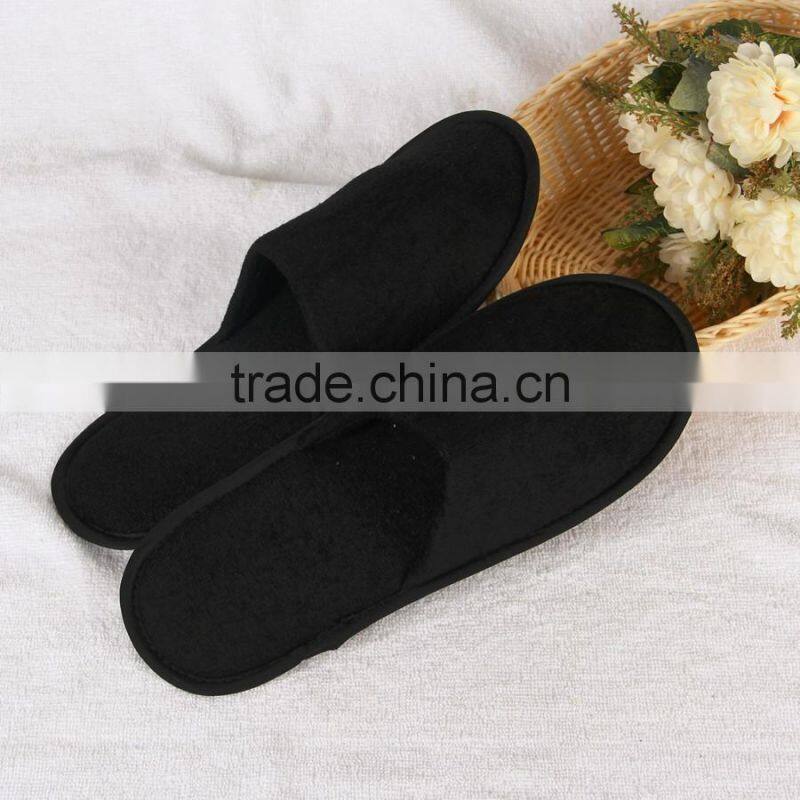black anti-slip hotel terry towel slipper