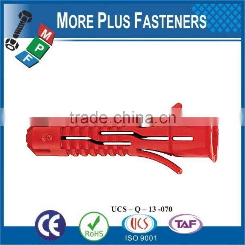 Made in Taiwan Universal Plastic Ribbed Long Conical Wall Plug Anchors
