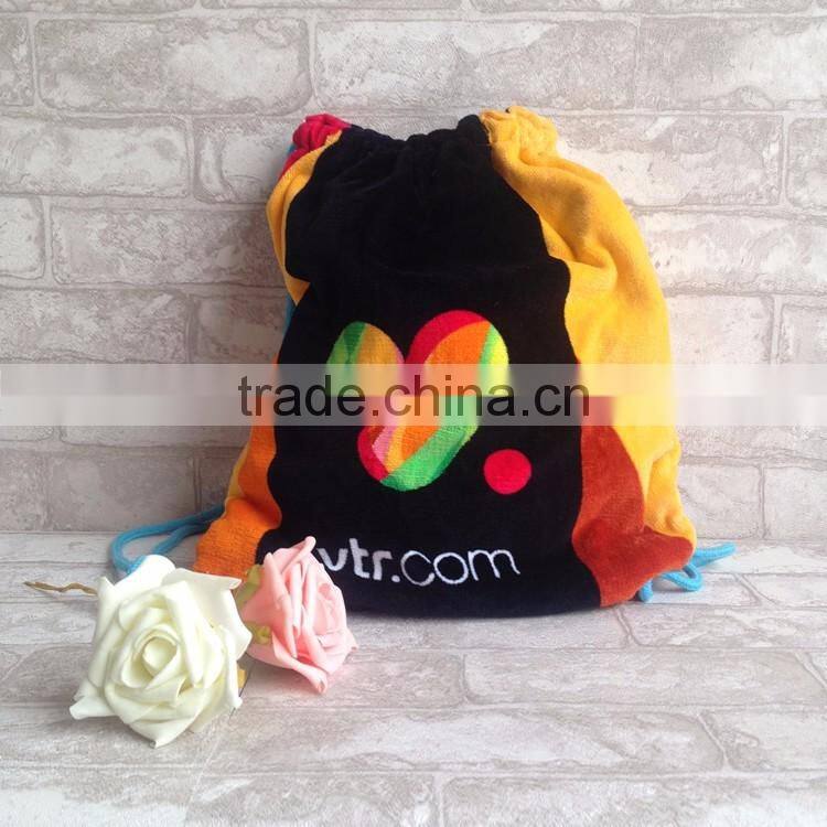 Folding beach towel bag 100% cotton custom