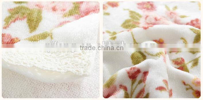China towel factory custom flower logo terry fabric cotton print bath towel