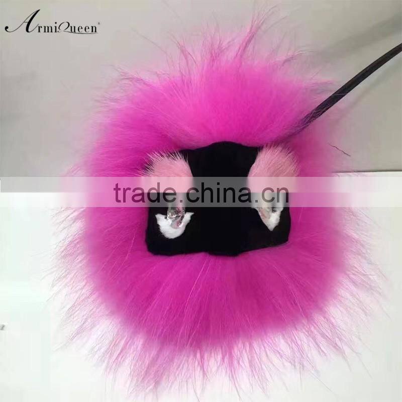 High quality fashion colorfur raccoon fur key chain accessories for bag