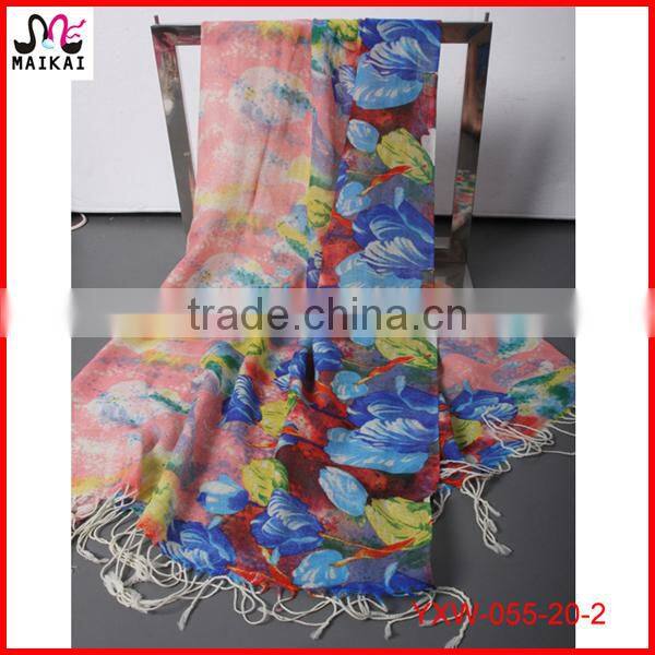 Fashionable new design circle printed wool scarf for women