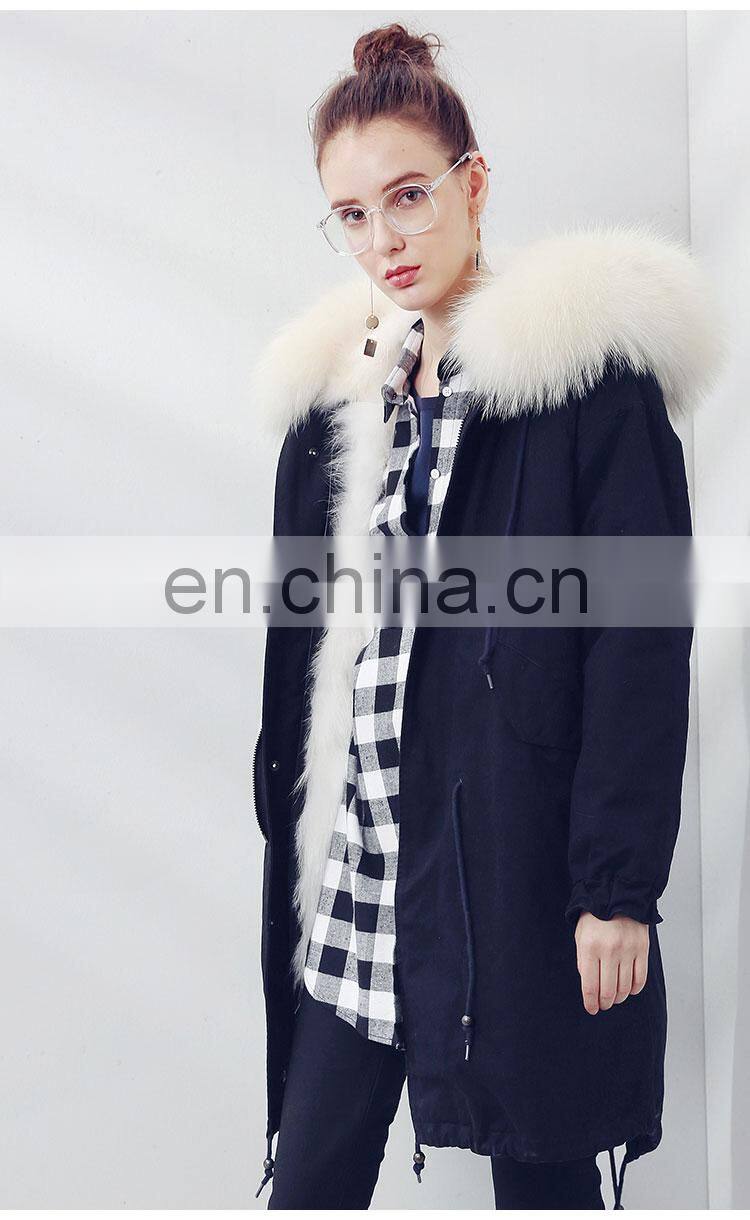 New Winter Design Genuine Raccoon Fur Collar Coat Women and Real Fox Fur Parka