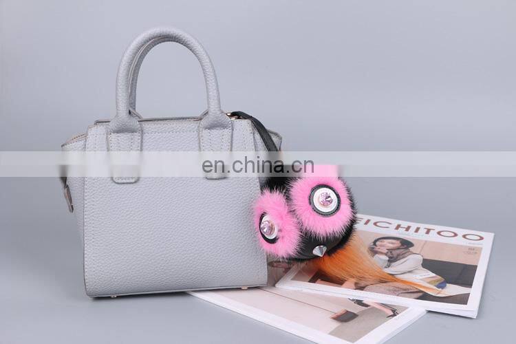 Fashionable High Quality Bag Charm Owl Keychains Luxury Car Keychains Pendant of Mink Fur