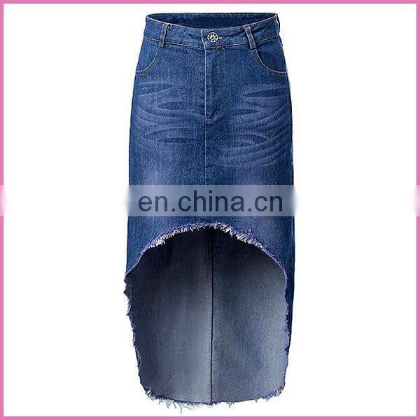 fashion jeans skirt front short back long design unbending cutting sexy girl jeans skirt