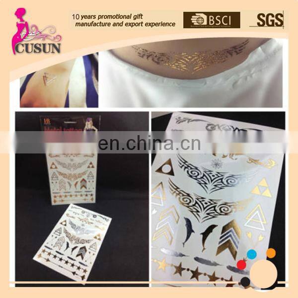 Gold/Silver Body Jewelry Sticker Deco Non-toxic metallic temporary tattoo