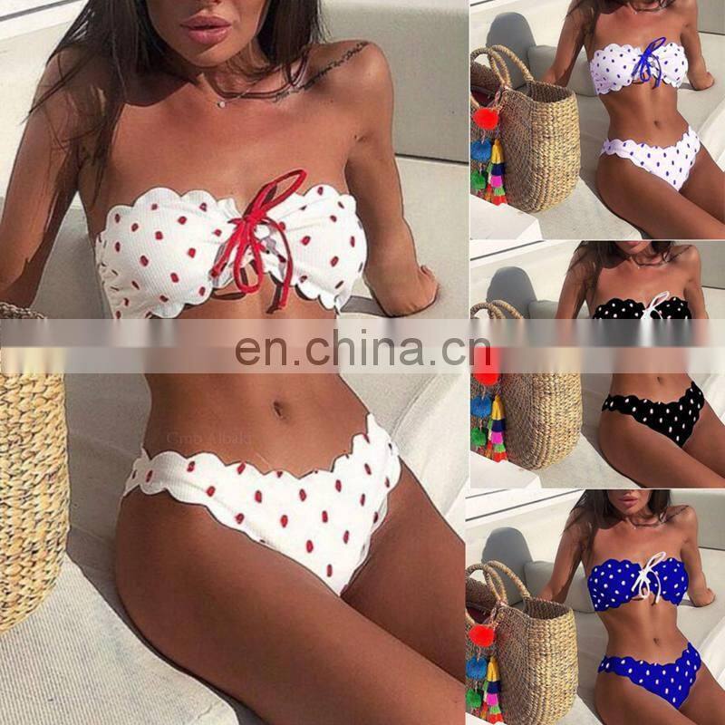 2019 Bikinis Women Swimwear Bathing Suit Dot Print Sexy Ruffle Bikini Sexy Ladies Swimsuit Maillot De Bain Femme