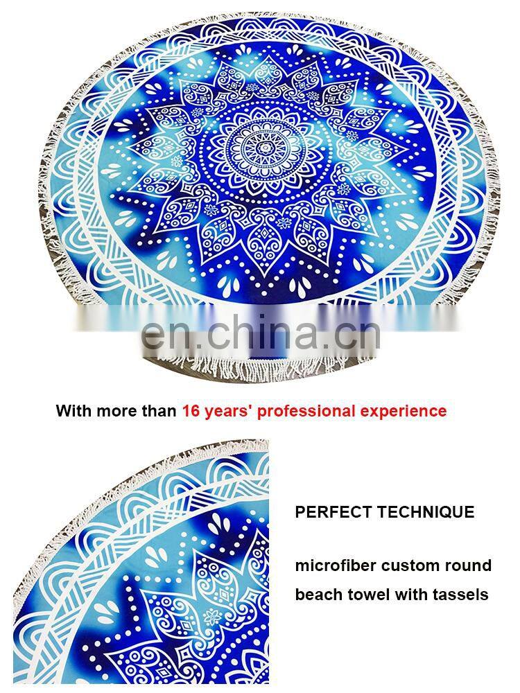 Quality Chinese products digital print circle beach towels microfiber round turkish beach towel with tassels