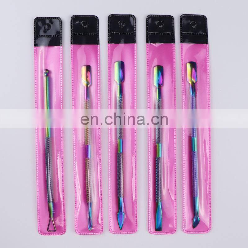 Stainless Steel Metal Nail Cleaner Trimmer Cuticle Pusher Set For Nail Cuticle Care